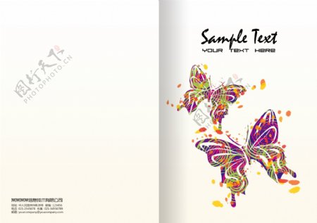 蝴蝶花纹画册封面设计图片