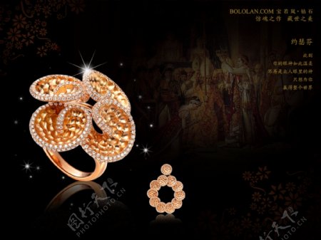 时尚豪华珠宝钻石戒指设计稿宝若岚卢浮魅影系列约瑟芬加冕图片