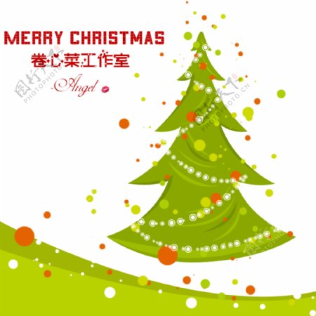 绿色圣诞树节日卡片