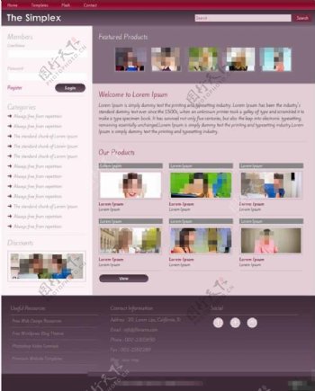 紫梦二列图文信息网页模板