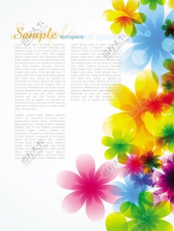 可爱的彩色花卉矢量页面背景