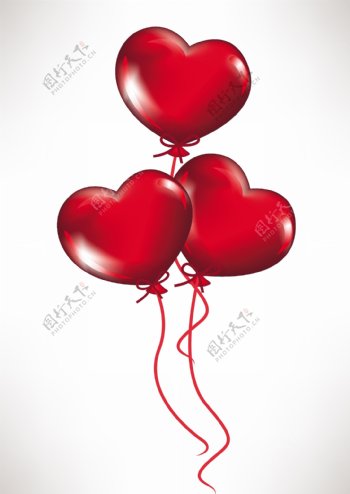 浪漫的心形气球矢量我爱你词的艺术之心