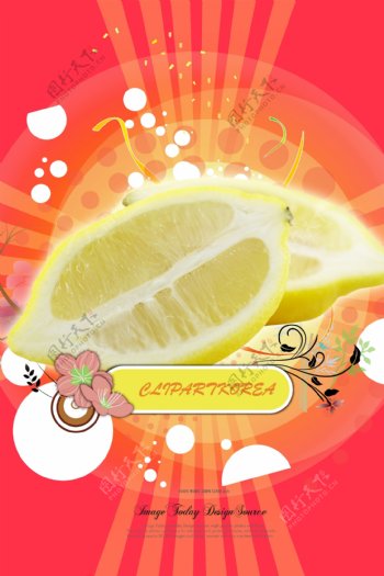 水果花纹底纹柠檬切开的水果09韩国设计元素psd分层素材源文件