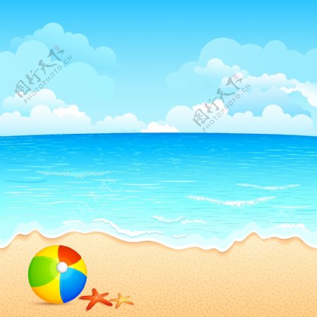 夏日海滩矢量素材图片