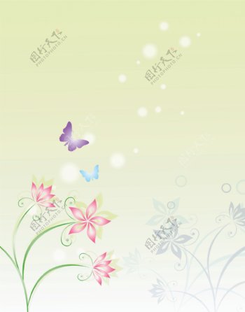 梦幻花朵蝴蝶图片