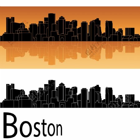 波士顿城市建筑剪影图片