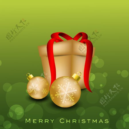 矢量金色吊球和礼物圣诞图片
