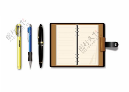 钢笔和笔记本向量