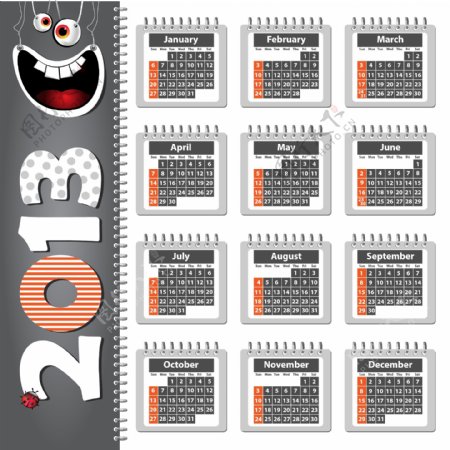 2013日历设计矢量素材