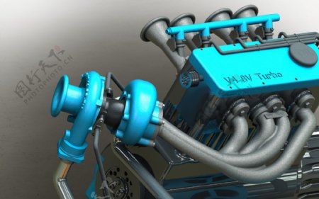 JD工作习惯的概念车208V的涡轮增压引擎渲染