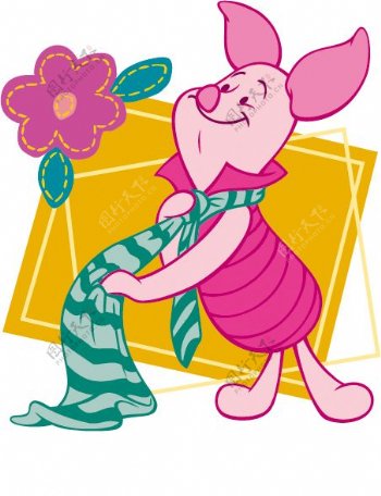 印花矢量图动物可爱卡通黄色小猪免费素材