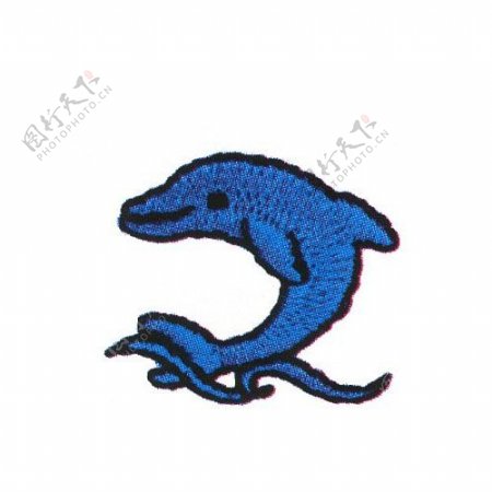 绣花动物海豚色彩图标免费素材