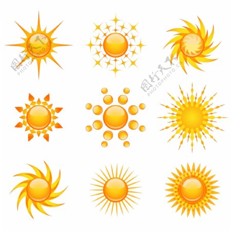 各种形态的太阳图标矢量素材
