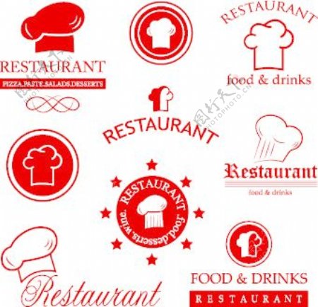 红餐厅标志创意插画矢量