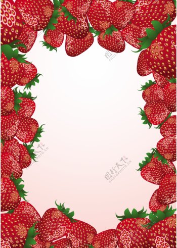 草莓堆成的花边矢量图素材