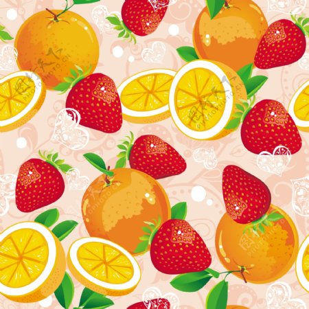 美味的草莓橙子矢量素材插画