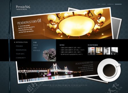 韩国网页模板棕色系br019包括2个主页7个次级页面图片