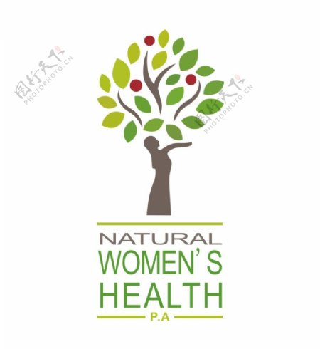 绿色树叶和女性元素组合关爱女性健康
