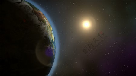 地球旋转和太阳运动背景的一面视频免费下载