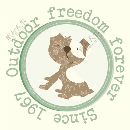 印花矢量图T恤图案图文结合动物小狗免费素材