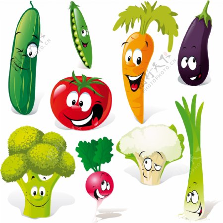 可爱蔬菜表情矢量素材1