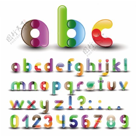 连接字母的字体颜色向量集