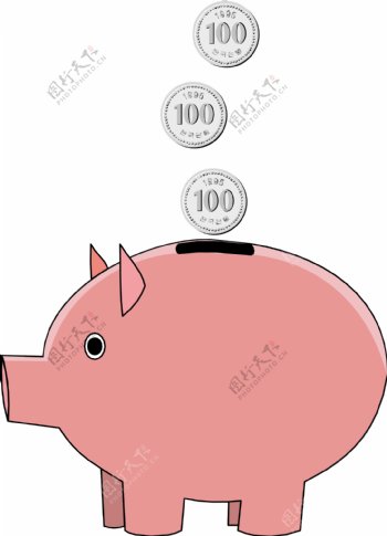 韩国猪年生肖猪存钱罐矢量图02