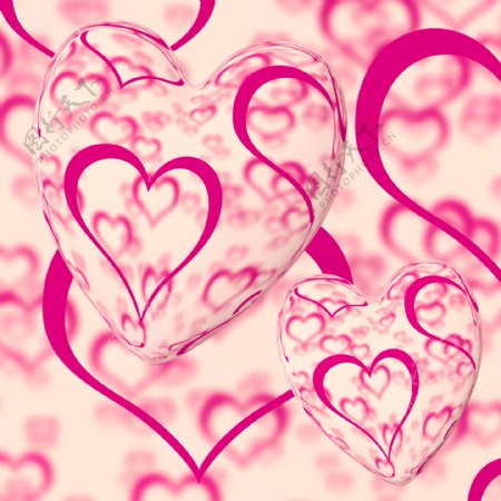 粉红色的心形设计背景显示心脏的浪漫的爱情和浪漫情怀