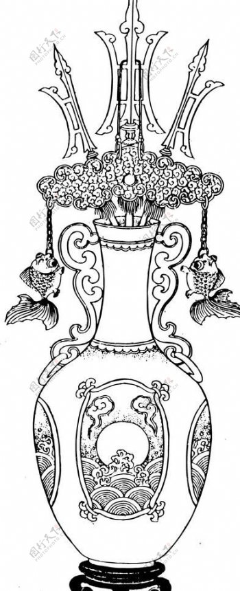 花瓶青花瓷瓷瓶线描