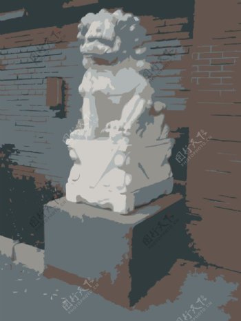 中国防范狮子雕像在艾未未工作室