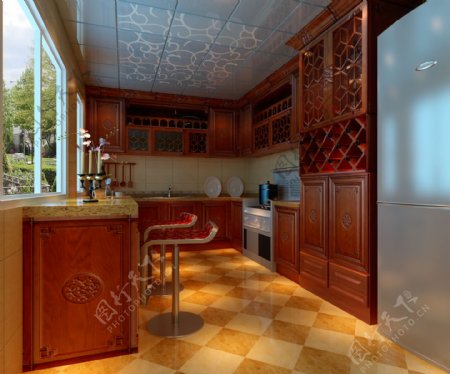 欧式厨房效果图图片
