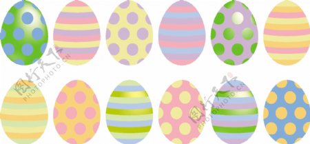 矢量格式的明亮的斑点和条纹的复活节彩蛋