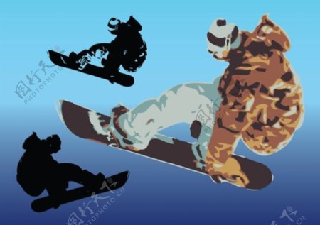酷滑雪矢量插画艺术