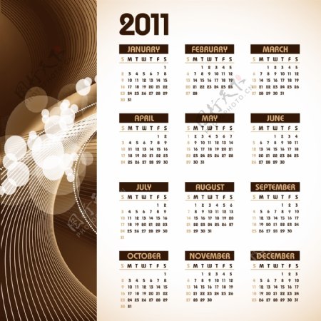 2011矢量的日历模板矢量