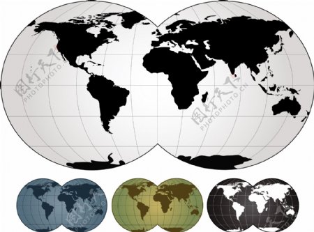 简单的世界地图矢量插画