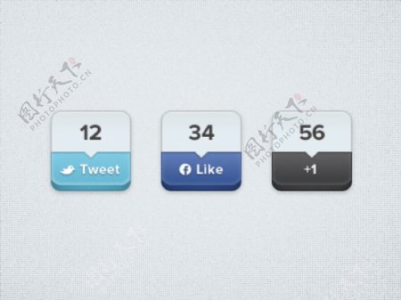 3社交媒体分享按钮设置PSD的3D
