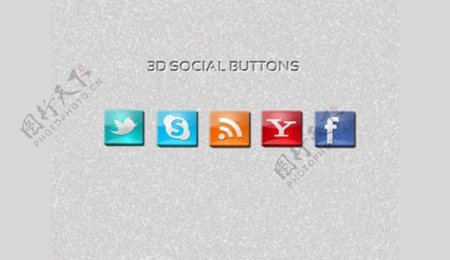 5个平方的社交媒体图标集PSD