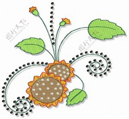 绣花童装植物卡通植物向日葵免费素材
