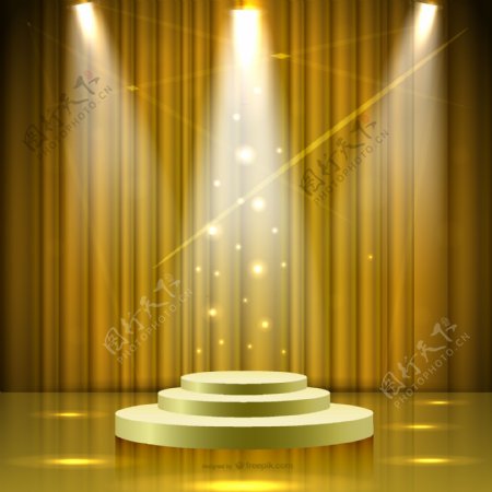闪亮金色聚光灯舞台矢量素材图片