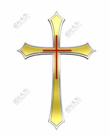 银框教的金十字架白色隔离