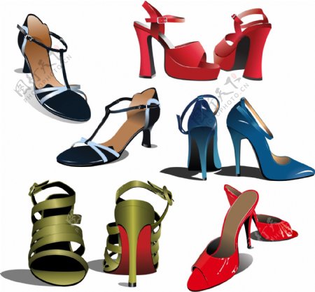 时尚女性高跟鞋设计矢量图AI