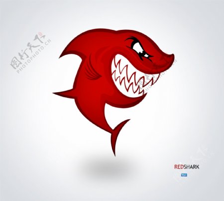 卡通红色大鲨鱼PSD分层素材