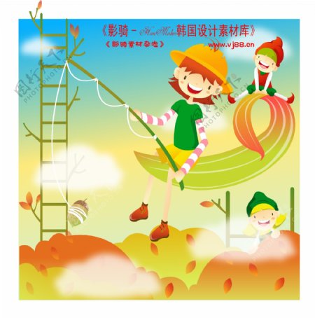 田园玩耍游玩游戏乡村卡通矢量素材矢量图片HanMaker韩国设计素材库