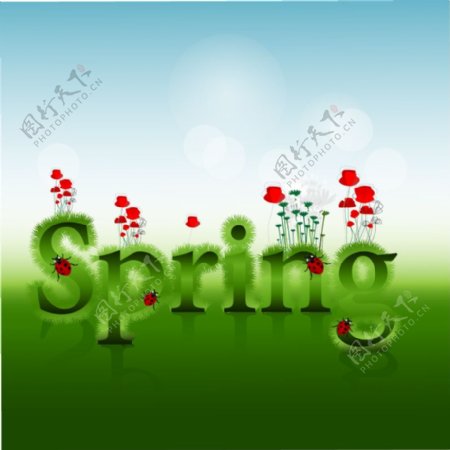 绿意Spring艺术字矢量素材