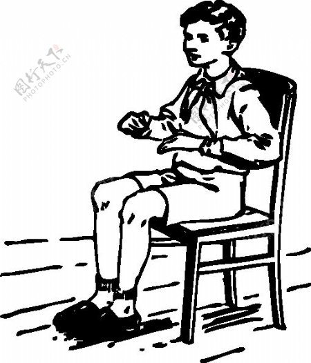男孩坐在椅子上的剪贴画