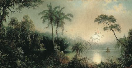 MartinJohnsonHeadeSunriseinNicaragua1869画家古典画古典建筑古典景物装饰画油画