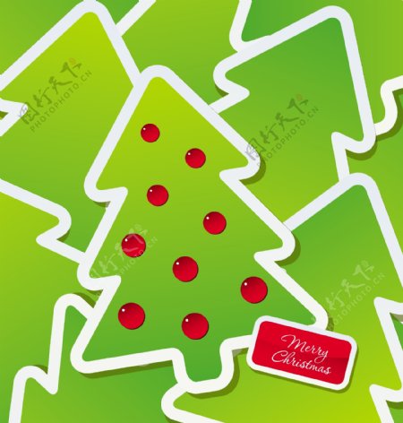 圣诞节主题装饰圣诞树的绿色标签