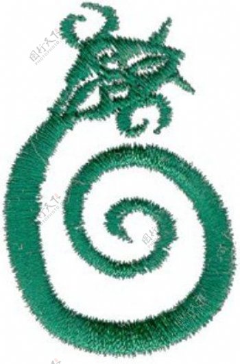 绣花动物蛇色彩绿色免费素材