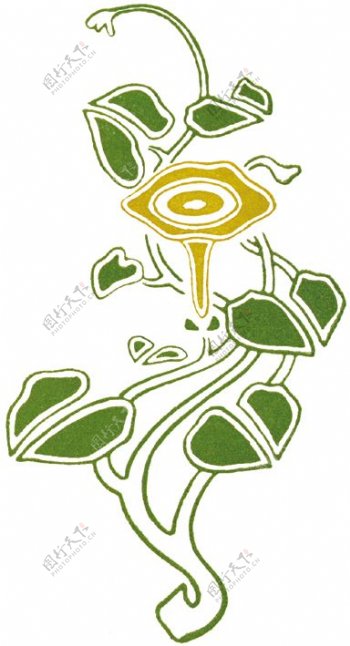 位图优雅植物花绿色黄色免费素材
