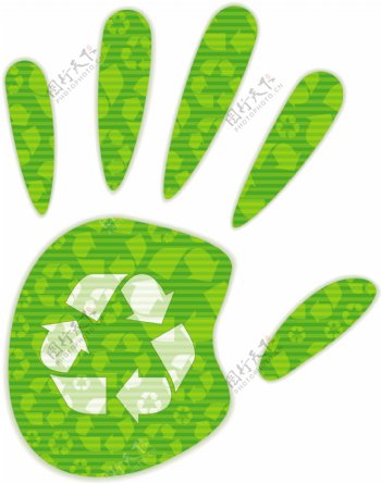 一款环保主题的绿色手掌和脚丫矢量素材